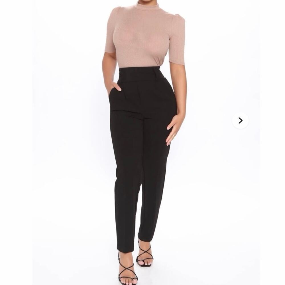 Fashion Nova Stay A While Black High Rise Tapered Trouser Pants Plus 1X